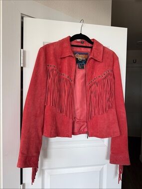Cripple Creek Women's Pink Suede Fringe Jacket